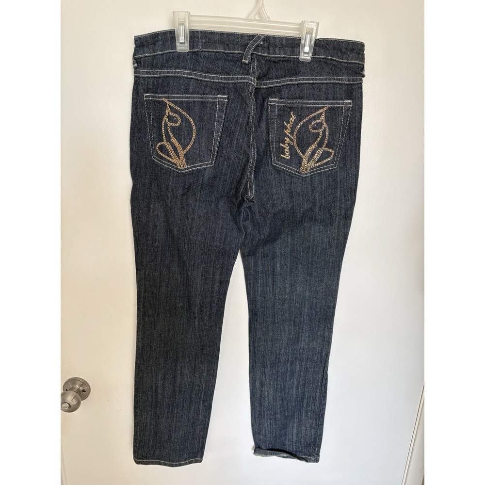 Vintage Baby Phat Jeans 9 Gold Bling Dark Wash Stretch Boot Cut Y2k 90's